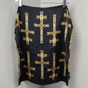 Elegant Black and Gold Cross Pattern Skirt